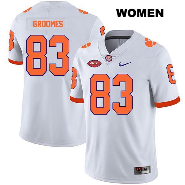 Women's Clemson Tigers #83 Carter Groomes Stitched White Legend Authentic Nike NCAA College Football Jersey IIB3746NS